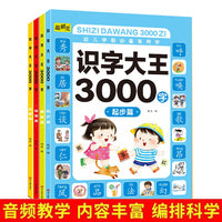 识字大王3000字全套4册幼小衔接学前识字书幼儿园中班大班教育启蒙认字图书3-4-5-6岁幼儿学前班早教拼音