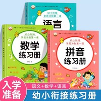 全套3册 幼小衔接教材 拼音数学语言练习册 学前冲刺天天练幼儿园小中大班学前班专项训练习儿童一日一练幼儿园大班 小学一年级控笔训练学前班整合教材全套一日一练一年级拼音拼读识字数学英语思维训练