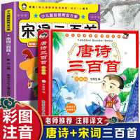 唐诗三百首+宋词三百首（全2册）幼儿园宝宝古诗宋词300首小学生一二三年级课外读小古文古诗词3-6-10岁早教绘本彩色图案注音版认识字阅读故事书籍