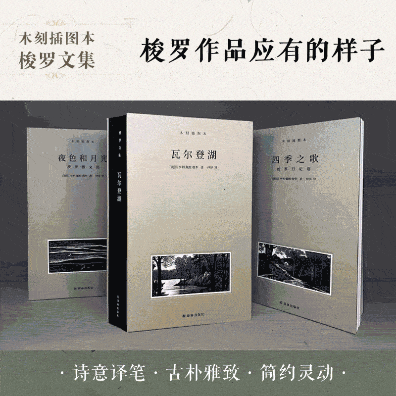 梭罗文集（名家木刻插图，全手工布脊精装，豆瓣高分仲泽译本。《瓦尔登湖》《夜色和月光》《四季之歌》）